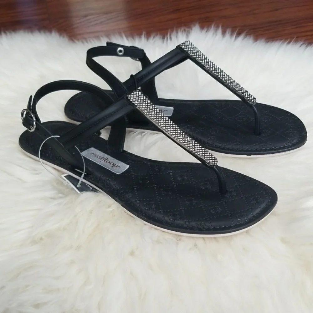 Bling T-strap Sandals - Picture 1 of 7